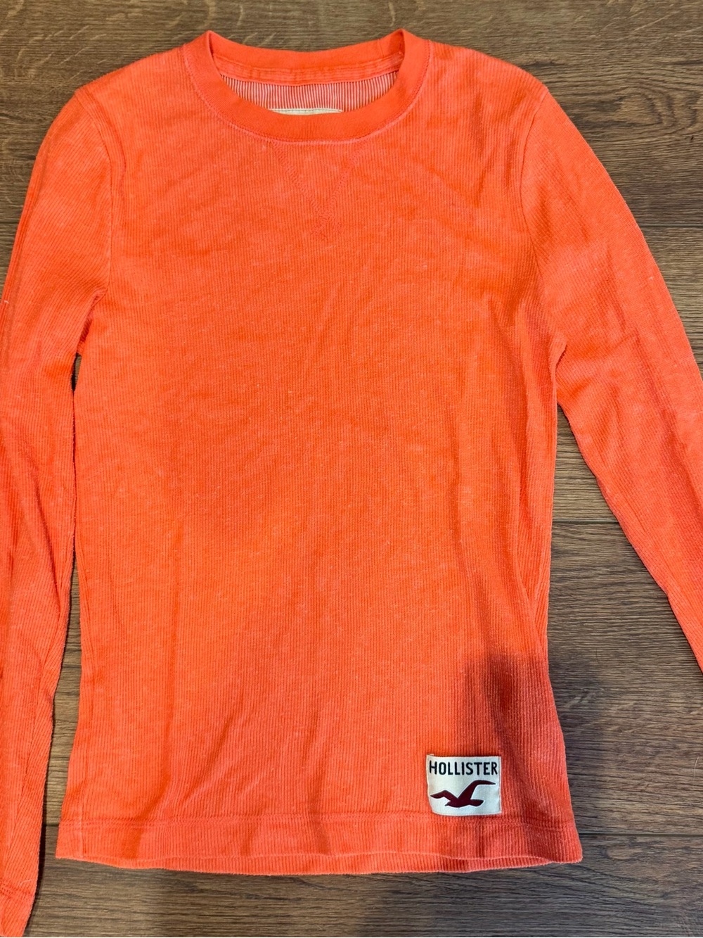 Hollister Bright Orange Ribbed Long Sleeve Top